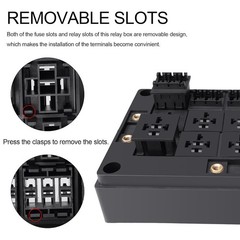 12V Fuse Relay Box, 10 Slots Relay Holder 15 Slots ATC/ATO Fuse Holder, Universa