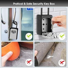 Wall Mounted Key Lock Box Key Safe Box Weatherproof 4 Digit Combination Key Stor