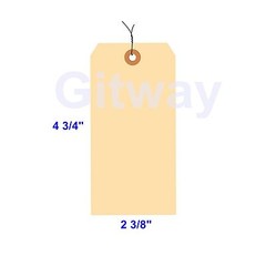 1000 of 4 3/4″ x 2 3/8″ Size 5 Manilla Shipping Hang Tag Tags with Wire 13 Pt