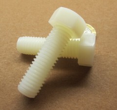 Tap Bolt, FT, Nylon, Metric, Natural M12x 1.75 x 40 mm Length, 10 pc