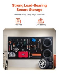 VEVOR 8 x 4 ft Slat Wall Paneling PVC Black Garage Slatwall with Modular Design