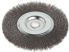 6 inch Wire Bench Wheel Brush, Coarse Crimped with 1/2-Inch and 5/8-Inch Arbor,