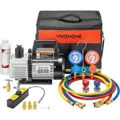 4 CFM Vacuum Pump HVAC Refrigeration AC Manifold Gauge R134A R502 Kit ETL Listed