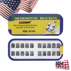 Dental 24K Gold Coated Orthodontic Brackets Braces Mini Roth 022 Hooks 3-4-5