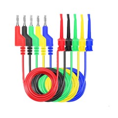 5x 4mm Stackable Banana Plug To Test Hook Clip Test Leads Mini Grabber Cable US