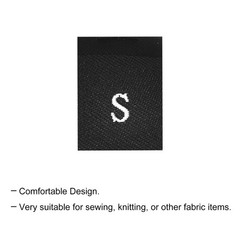Clothing Sewing Size Label, XS/S/M/L/XL Embroidered Label Black 250pcs