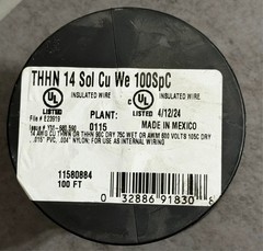 Southwire 100 ft. 14 White Solid CU THHN Wire Model 11580884