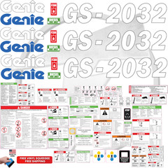 Fits Genie GS-2032 Scissor Lift Decal Kit – Laminated 3M Vinyl / Free Shipping