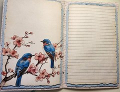 Junk Journal Blank Booklet “CHERRY BLOSSOM” HANDMADE Florals LG 5.5″x8.5″ 40pgs