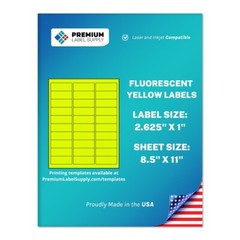15000 Fluorescent Yellow 2.625″ x 1″ Neon Color Address Labels 30 per sheet