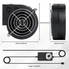 KUNRISE High Airflow BBQ Blower Fan – 110V/120V with Variable Speed Control