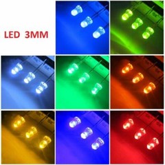 White 3MM Ultra Bright LEDs to Red/Blue/Green/White/Yellow Lamp Emitting Diode