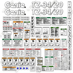 Fits Genie TZ-34/20 Decal Kit Boom Lift – 7 YEAR OUTDOOR 3M VINYL!