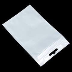 100X For Zip White Clear Plastic Lock Bag Hang Hole Packaging Pouches Accessory