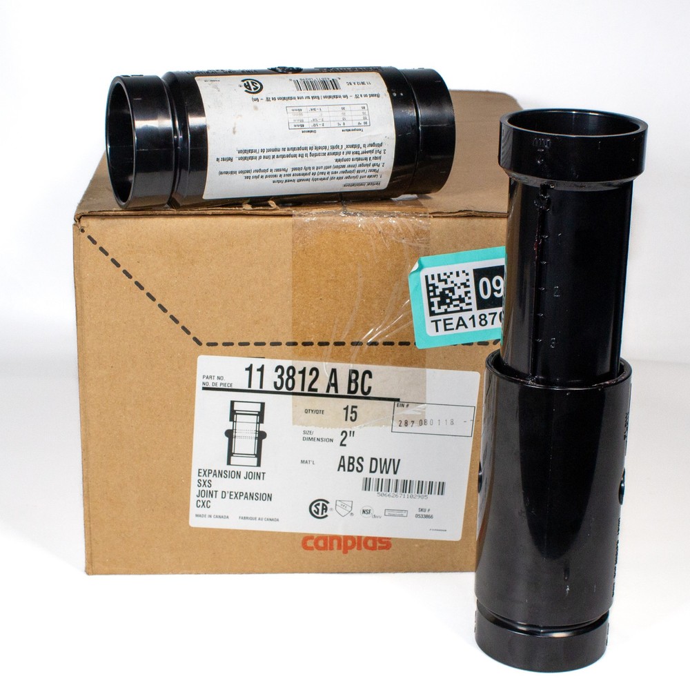 1 Box (15 Pieces) Canplas Expansion Joint 113812ABC 2″ ABS DWV Type 1 SXS