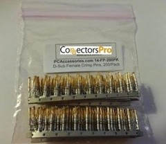 Gold Brass D-Sub Crimp Pins, 200 Count – Non-Insulated 2.0 mm for Wiring