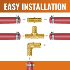 SUNGATOR 15-Pack 1/2 Inch PEX Fittings, 5 Each Elbow 1/2″, 15 Pack, Copper