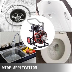 Commercial 100ft 1/2” Sewer Snake Drain Auger Cleaner Cleaning Machine Plumbing