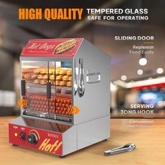 30L/40L 500W Commercial Hot Dog Steamer 2-Tier Electric Bun Warmer W/Slide Doors