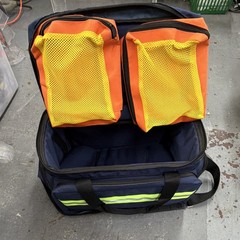 Blue EMS/Trauma First Aid Bag w/ Shoulder Strap, Dividers, 2 Orange Pouches