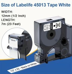 10PK For Dymo D1 Black on White S0720530 Label Tape Cassette 45013 1/2″ 12mm 160