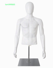 Male Half Body Mannequin with Adjustable Metal Stand for Retail Display, White