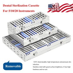 DENTAL AUTOCLAVE STERILIZATION CASSETTE RACK BOX TRAY FOR 5 10 20 INSTRUMENTS