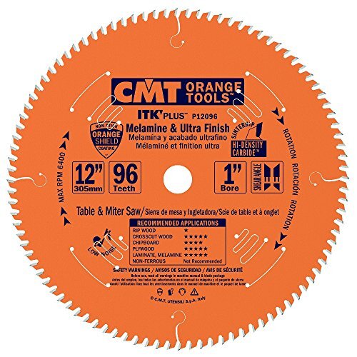 CMT P12096 1″ Bore ITK Melamine & Ultra Finish Saw Blade, 12″ x 96 Teeth