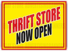 THRIFT STORE NOW OPEN Yard Sign with H-Stakes Big Discount Clearance Resale Shop