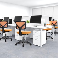 Compact Orange Desk Chair with Adjustable Height & Mesh Back – Modern Style