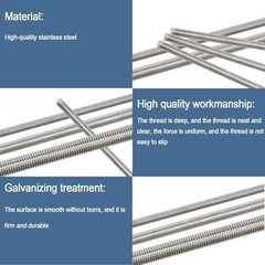 24pcs 8/32″ Threaded Rods & Hex Nuts M4 14″ 304 Stainless Steel for Garden Stake