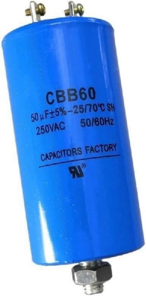 CBB60 Run Capacitor 50uF 250V AC 50MFD 250VAC Blue 43x84mm 25/70/21 W Fixing