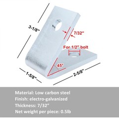 4 Pcs 45 Degree Inside Angle Bracket, 2 Hole Closed Angle Mount for 1-5/8″ St…