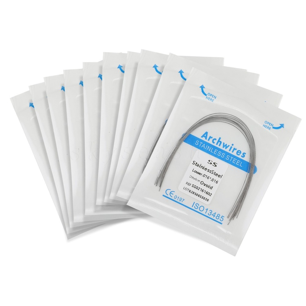 10 Packs/100pcs Dental Orthodontic Stainless Steel Rectangular Arch Wires Ovoid