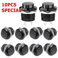 10 PCS 16mm Push Button Switch Non-Lock Momentary Open Round 2 Pins Metal