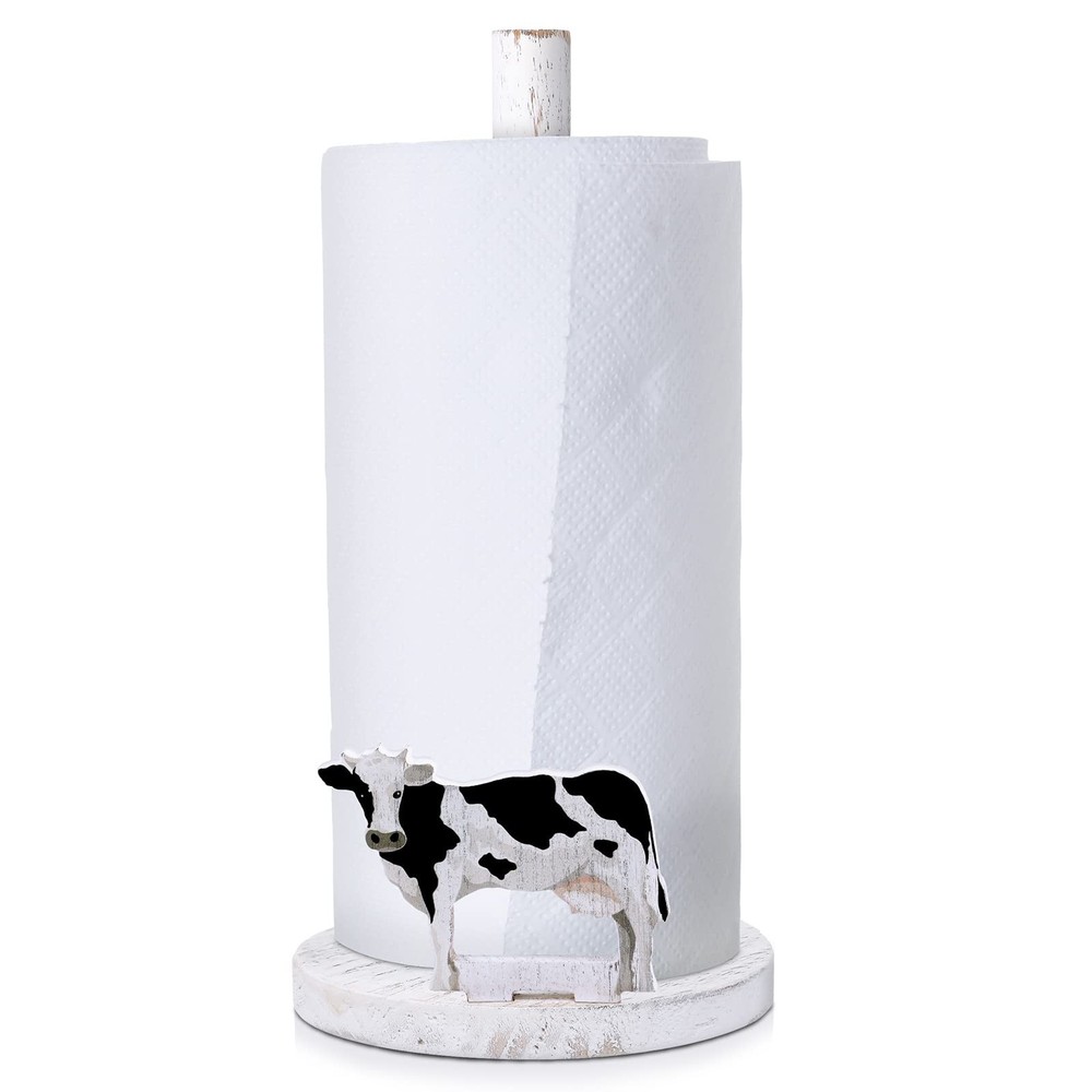 Cow Paper Towel Holder Wooden Farmhouse Paper Towel Holder Countertop Cow Kit…