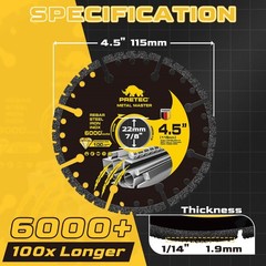 4.5″ Diamond Cutting Wheel, Angle Grinder Disc, 3-Pack for Metal, Steel, Rebar C