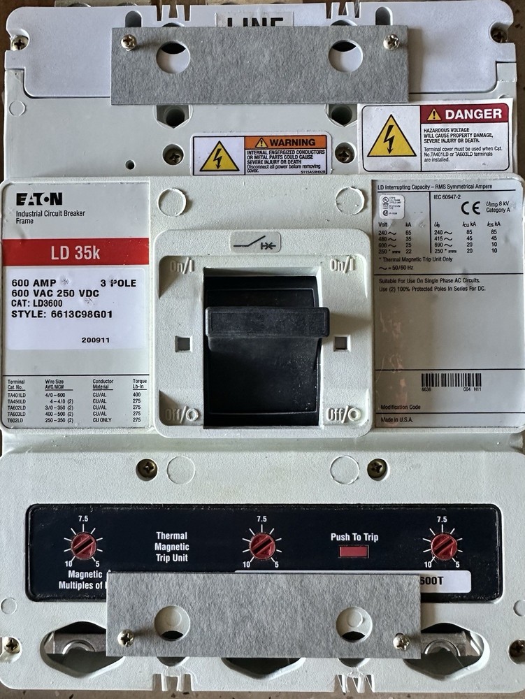 EATON 600A Molded Case Switch LD3600 6613C98G01