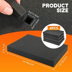 4 Pack Pick and Pluck Foam 16 X 12 X 2 Inch | Pre-Cut Polyethylene Pick Apart Fo