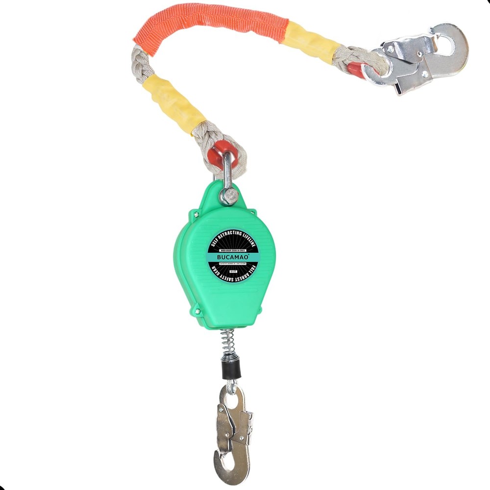 Steel Wire Self Retracting Lifeline, 11FT BUCAMAO Retractable Lanyard