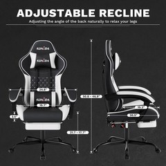 Gaming Chair PVC Leather Featuring High-Back Massage Function and Footrest