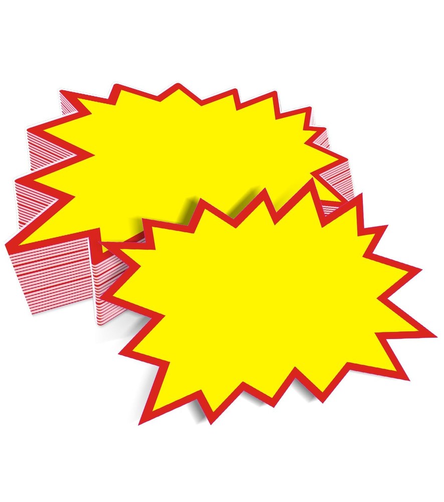 SMOQYKBW 200 PCS Blank Star 4.33 x 3.55 inches, Yellow With a Red Border