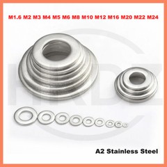 M3 M4 M5 M6 M8 M10 M12 M16 M20 M22 M24 Flat Washers A2 Stainless Steel Metric