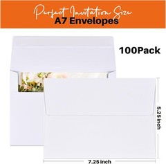 White 5.25×7.25 Envelopes 100 Pack Perfect for Events and Invitations