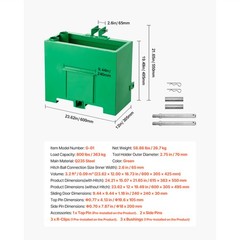 Ballast Box 3 Point Category 1 Tractor Quick Tach Hitch Counterweight Green