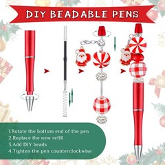 Fuutreo 12 Set 126 Pcs Christmas Beadable Pens Kit Silicone Plastic Wooden Be…