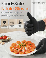 5 Mil Black Nitrile Gloves for Food Prep – Textured Food Prep Gloves – Food Hand