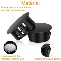 200Pcs 9 Sizes Nylon Plastic Hole Plugs Black Round Hole, Flush Type Panel