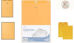 10″ x 13″ Clasp Envelopes in Brown Kraft – 15 Pack of Security
