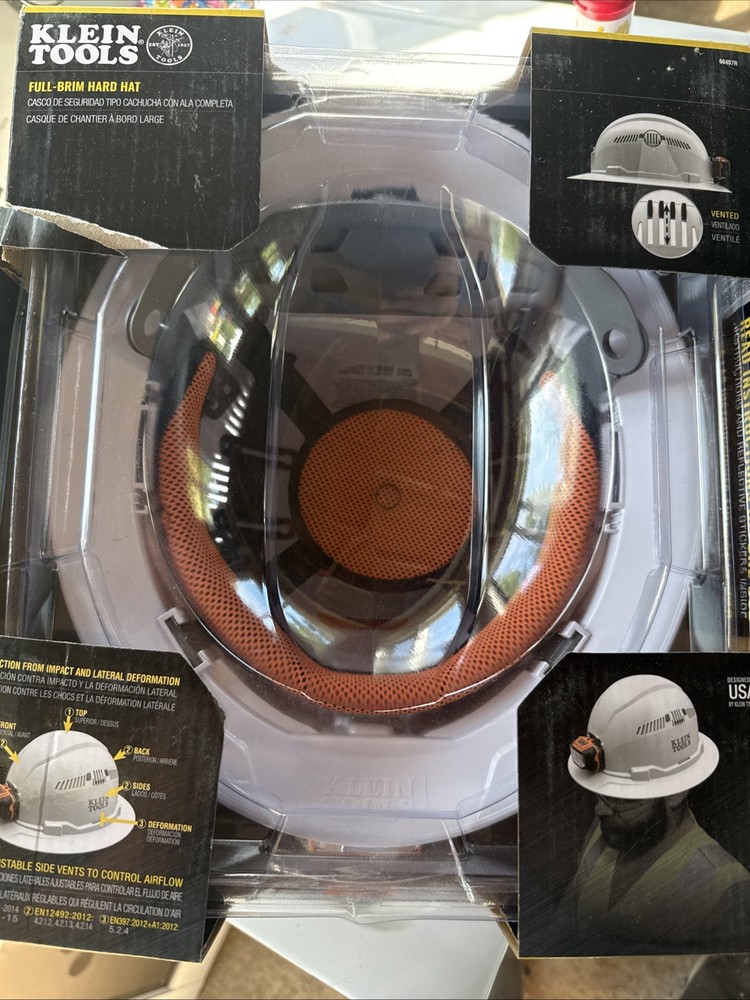 Klein Tools Vented Hard Hat w/ Light 60407R White Type 1 Class C Size 6 1/2-8